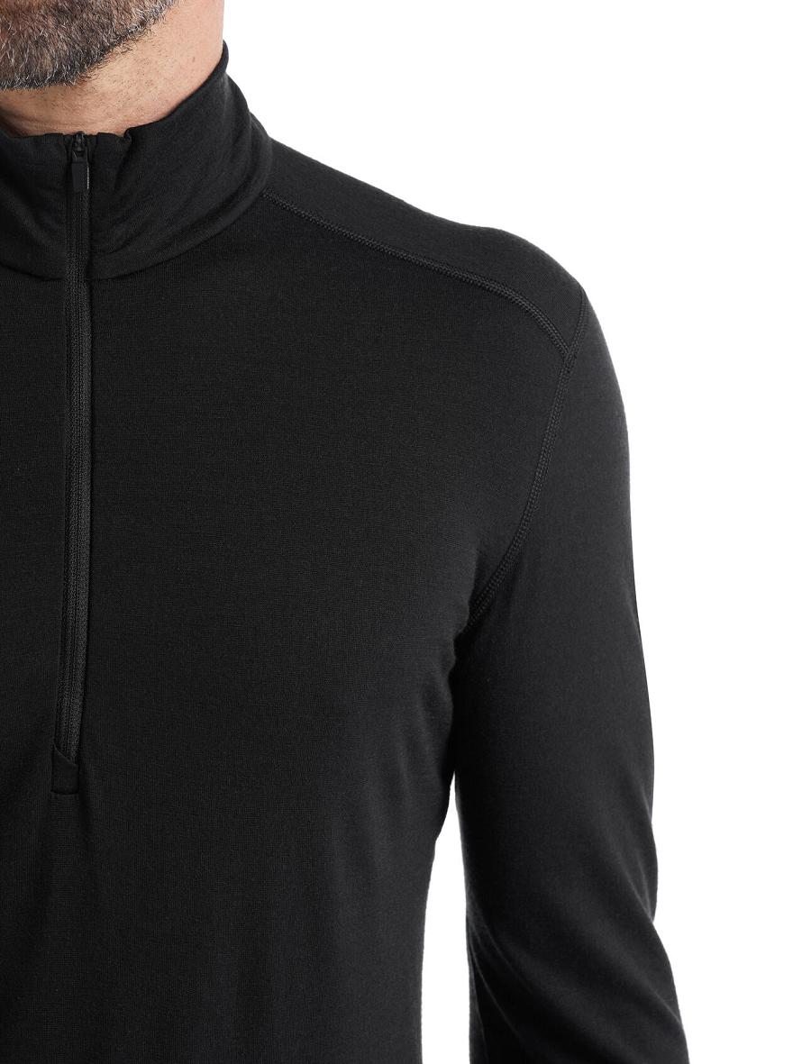 Black Icebreaker Merino 200 Oasis Long Sleeve Half Zip Thermal Top Men's Base Layers | AU 1361UZGT